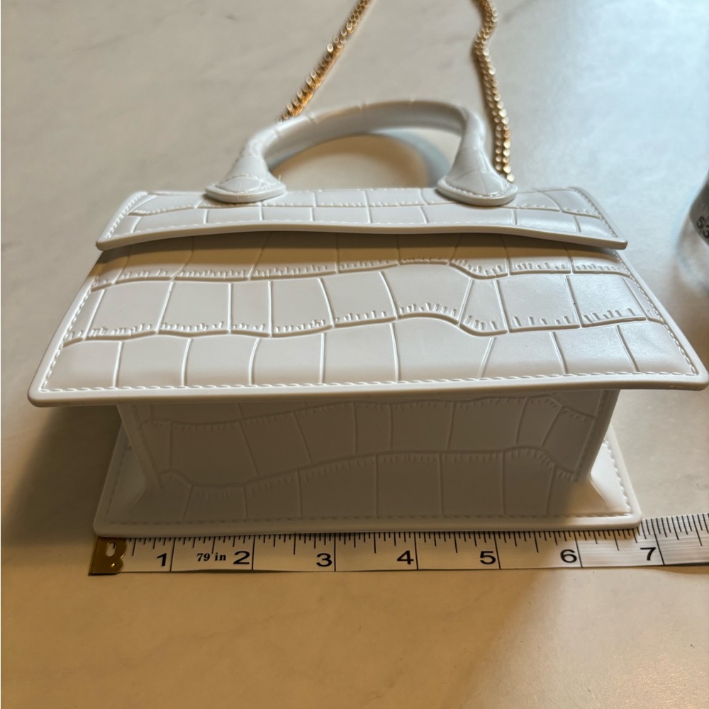 Top Handle Mini Purse in Snakeskin White - Picture 12 of 12